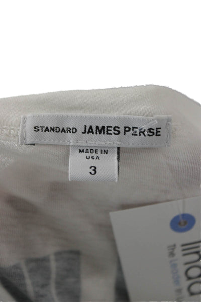 Standard James Perse Mens White Graphic Long Sleeve Crewneck Tee Size 3
