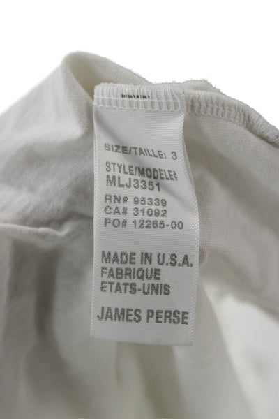 Standard James Perse Mens White Graphic Long Sleeve Crewneck Tee Size 3
