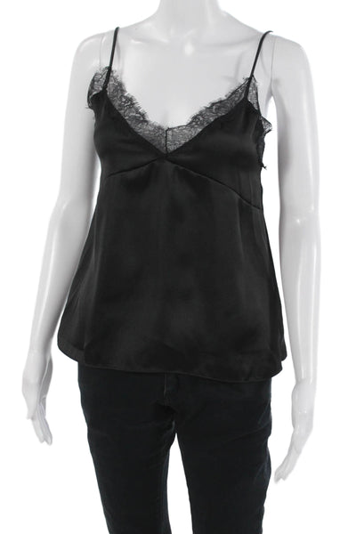 Zara Womens Tops Silk Blend Black V Neck Spaghetti Strap Size XS
