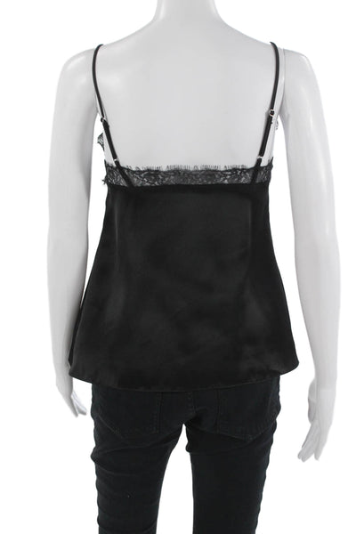 Zara Womens Tops Silk Blend Black V Neck Spaghetti Strap Size XS