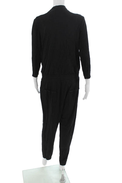 Freeloader Womens Jumpsuit Black Scoop Neck 3/4 Sleeve Cotton Blend Size M