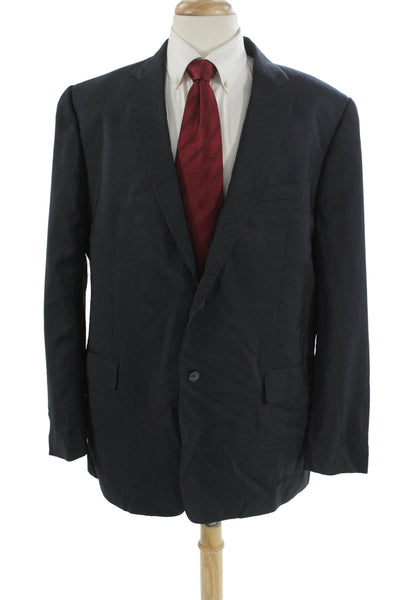 Valentino Mens Dark Blue Wool Fleece Suit Jacket Button Size 48