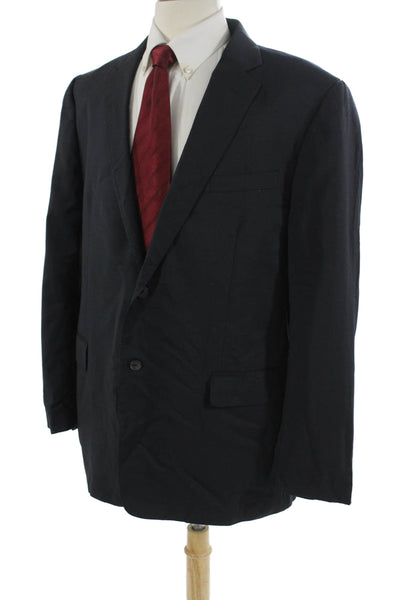 Valentino Mens Dark Blue Wool Fleece Suit Jacket Button Size 48