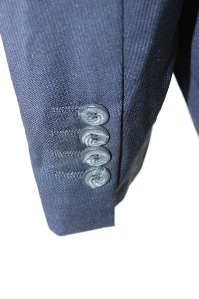 Valentino Mens Dark Blue Wool Fleece Suit Jacket Button Size 48