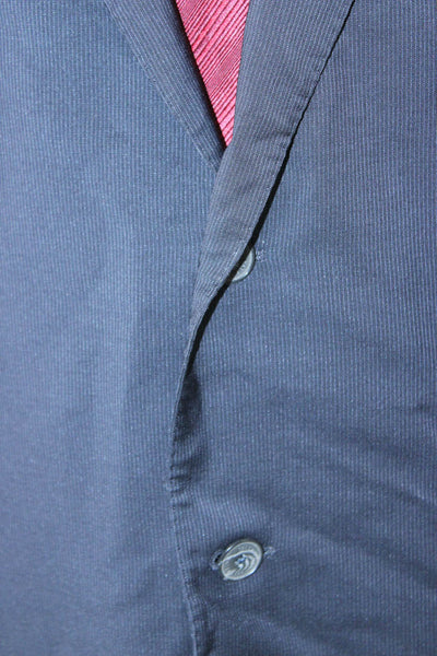 Valentino Mens Dark Blue Wool Fleece Suit Jacket Button Size 48