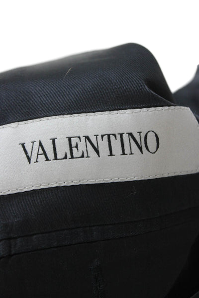 Valentino Mens Dark Blue Wool Fleece Suit Jacket Button Size 48