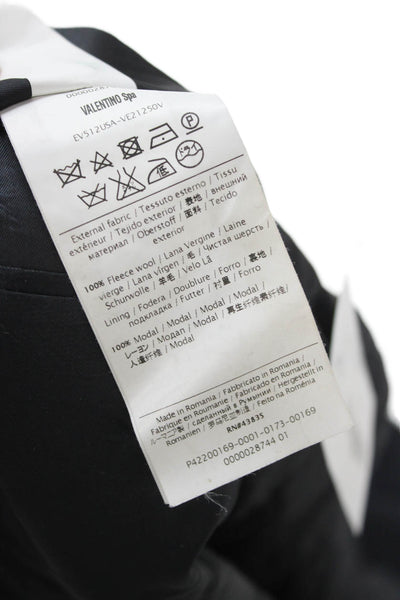 Valentino Mens Dark Blue Wool Fleece Suit Jacket Button Size 48