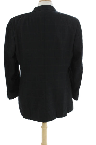 Canali Men Dark Gray Check Suit Jacket Rayon Cupro Bemberg Button Size 42