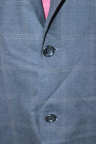 Canali Men Dark Gray Check Suit Jacket Rayon Cupro Bemberg Button Size 42