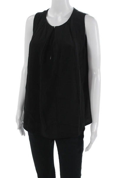 Derek Lam Womens Black Silk Sleeveless Round Neck Tank Size 10