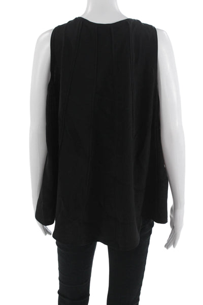 Derek Lam Womens Black Silk Sleeveless Round Neck Tank Size 10