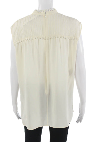 Derek Lam Women High Neck Sleeveless Beige Blouse Cotton Linen Size S