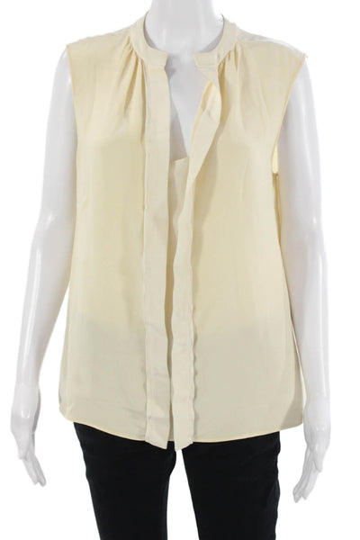 Derek Lam Womens Beige Silk High Neck Sleeveless Blouse Size S