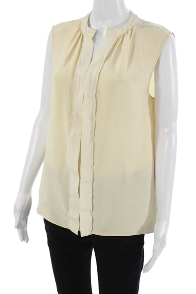 Derek Lam Womens Beige Silk High Neck Sleeveless Blouse Size S