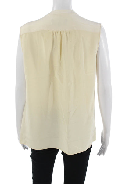 Derek Lam Womens Beige Silk High Neck Sleeveless Blouse Size S