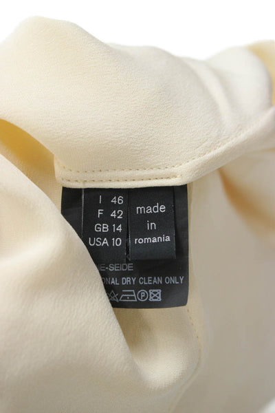Derek Lam Womens Beige Silk High Neck Sleeveless Blouse Size S