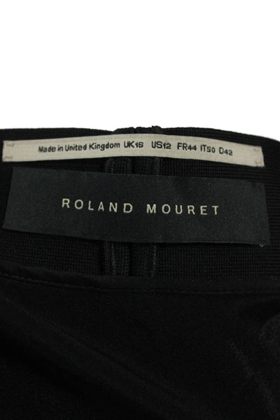 Roland Mouret Womens Black Silk Square Neck Long Sleeve Blouse Zip Size S