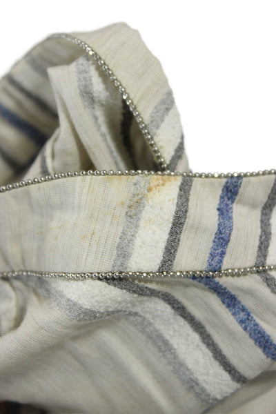 Rani Arabella Women Tunic Striped Mock Neck Long Sleeve Beige Button Size M