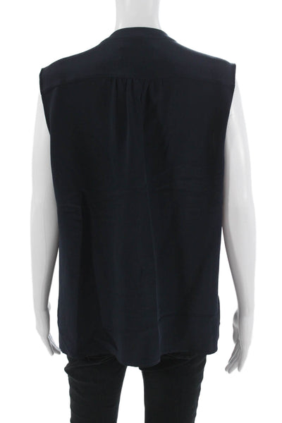 Derek Lam Women Sleeveless Dark Blue Polyester Blouse Designer Size 12