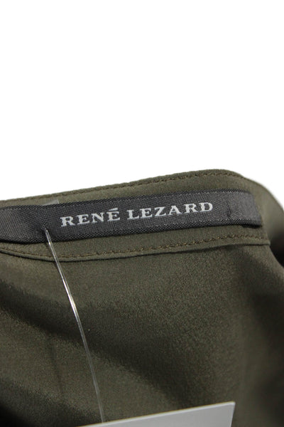 Rene Lezard Womens Green Sleeveless V Neck Army Blouse Size L