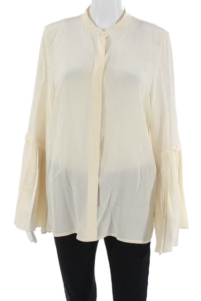 Stella McCartney Womens Silk Blend High Neck Button Long Sleeve Blouse Size L