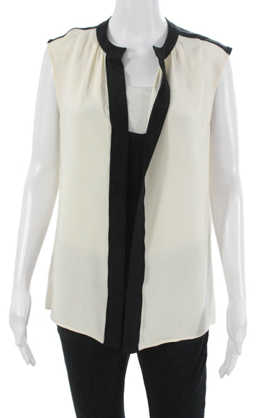 Derek Lam Womens 100% Silk Sleeveless Solid Blouse Beige Size 10