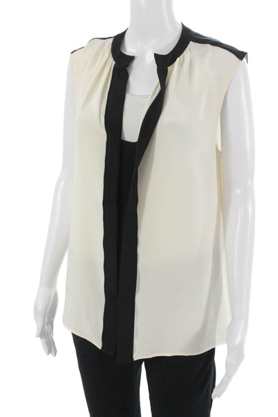 Derek Lam Womens 100% Silk Sleeveless Solid Blouse Beige Size 10