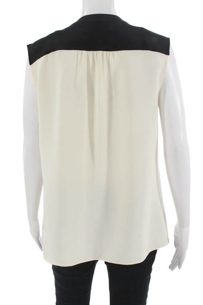Derek Lam Womens 100% Silk Sleeveless Solid Blouse Beige Size 10