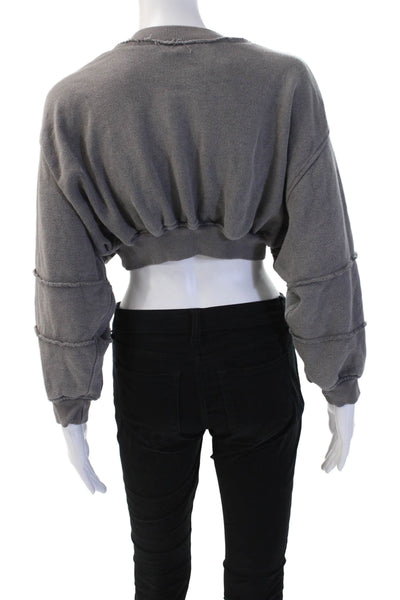 Out From Under Women Pullover Sweatshirts Gray V-Neck Long Sleeve Size XS