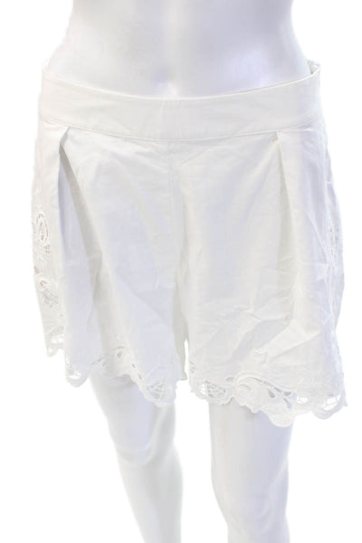 Zara Women White Cotton Zip Beach Shorts Size M