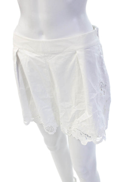 Zara Women White Cotton Zip Beach Shorts Size M