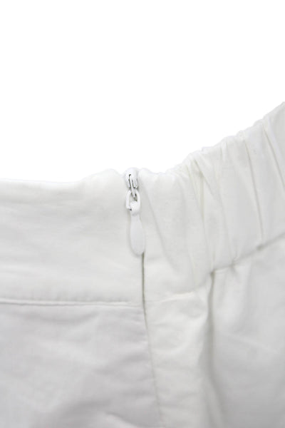 Zara Women White Cotton Zip Beach Shorts Size M