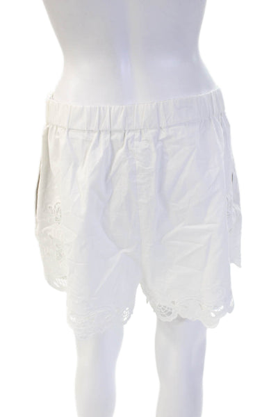 Zara Women White Cotton Zip Beach Shorts Size M