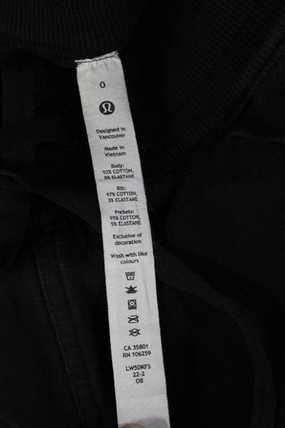 Lululemon Women Black Jogger Sweatpants Drawstring Cotton Stretch Size 0