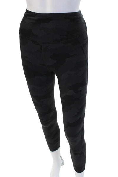 Lululemon Womens Black Camouflage Ankle Leggings Nylon Blend Zip Size 2