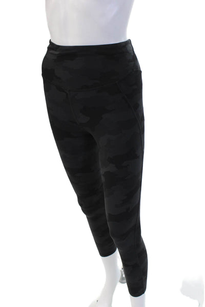 Lululemon Womens Black Camouflage Ankle Leggings Nylon Blend Zip Size 2
