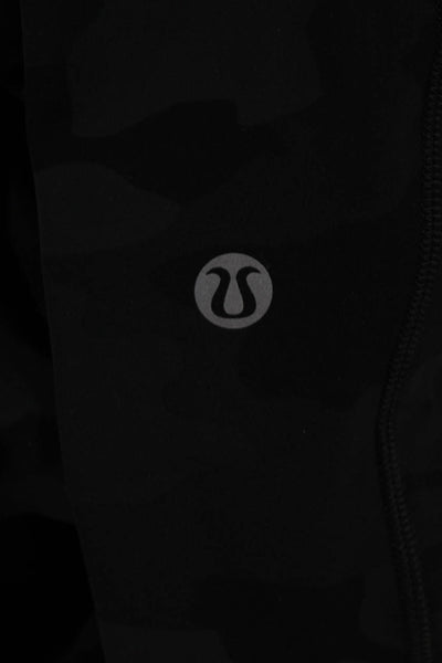 Lululemon Womens Black Camouflage Ankle Leggings Nylon Blend Zip Size 2