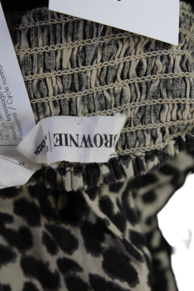 Brownie Women Peasant Mini Animal Print Viscose Skort Beige Size XS