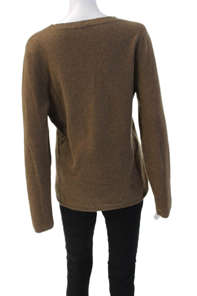 White + Warren Womens Pullover 100% Cashmere Brown V Neck Size XL