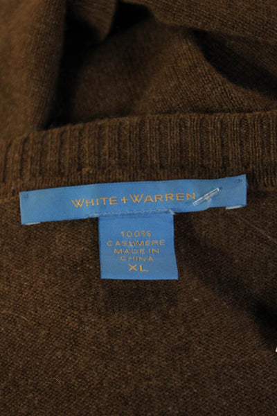 White + Warren Womens Pullover 100% Cashmere Brown V Neck Size XL
