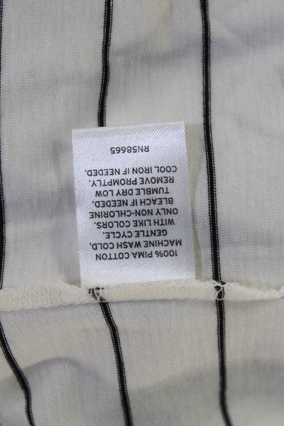 Nordstrom Womens Basic Striped Pima Cotton Long Sleeve T-Shirt White Size M