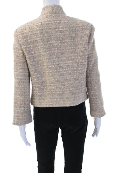 Calvin Klein Womens Beige Wool Blend Mock Neck Blazer Long Sleeve Size M