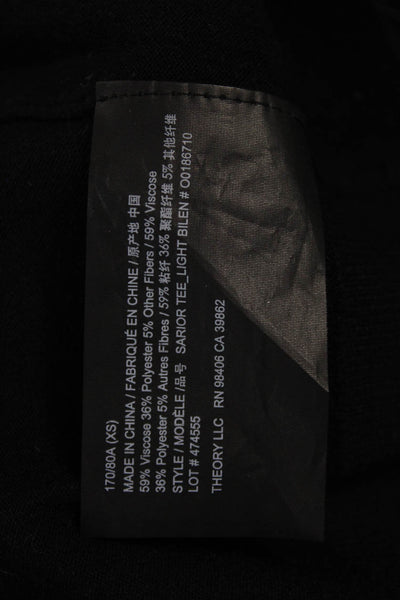 Theory Womens Black Crew Neck Short Sleeve T-Shirt Size XS