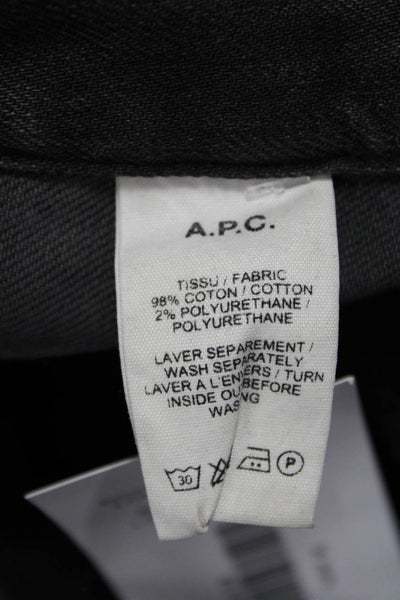 APC Mens Dark Gray Straight Jeans Mid Rise Button Fly 30in Inseam Size 28