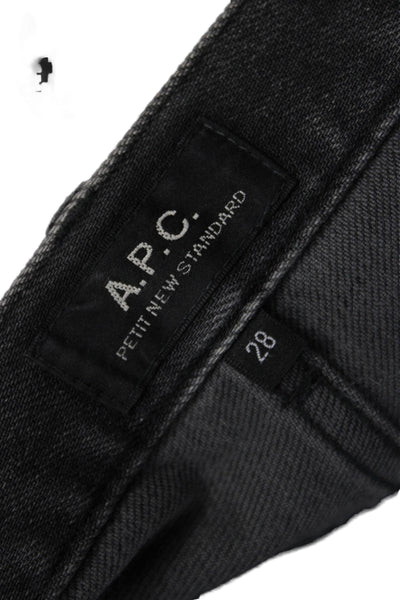 APC Mens Dark Gray Straight Jeans Mid Rise Button Fly 30in Inseam Size 28
