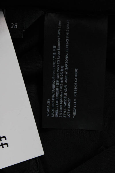 Theory Mens Dress Pants Black Wool Stretch Hook & Eye Size 28