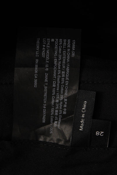 Theory Mens Dress Pants Black Cotton Blend Hook And Eye 29in Inseam Size 28