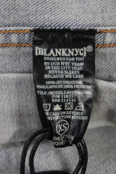 BLANKNYC Womens 90s Black Hooded Cotton Button Jacket Size XS