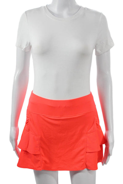 Athleta Women Orange Skort Short Solid Polyester Spandex Size S