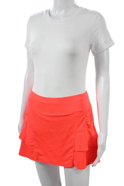 Athleta Women Orange Skort Short Solid Polyester Spandex Size S